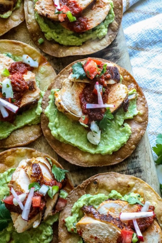 Grilled Spatchcock Chicken Tinga tostadas