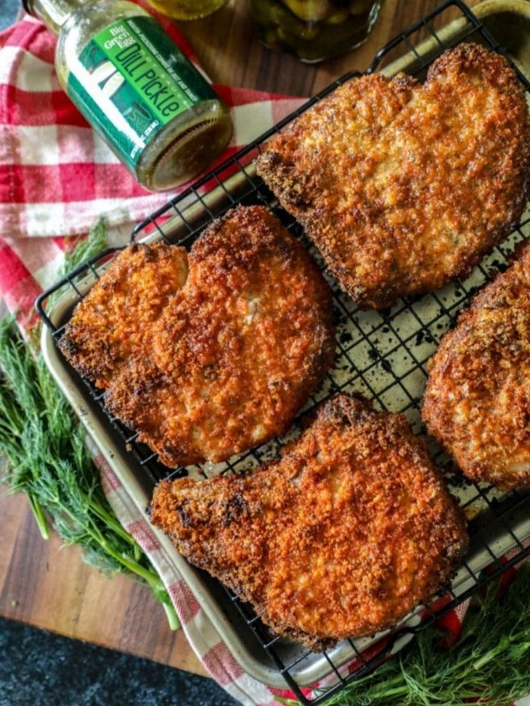 Smoked Dill Pickle Brined Pork Chops