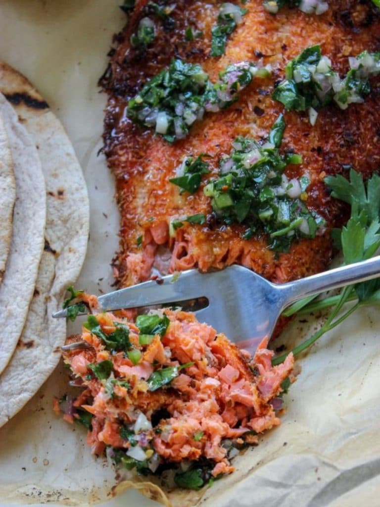 Coconut Crusted Salmon with Chimichurri