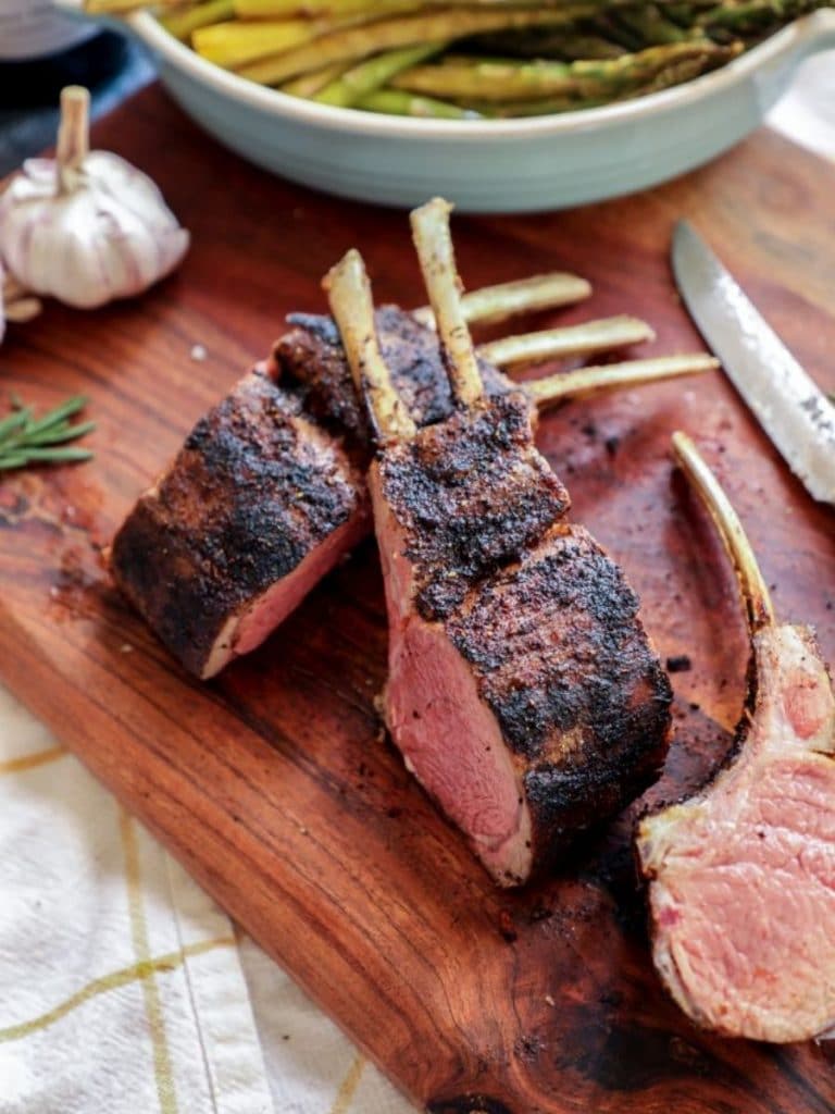 Grilled Coffee Rubbed Rack of Lamb