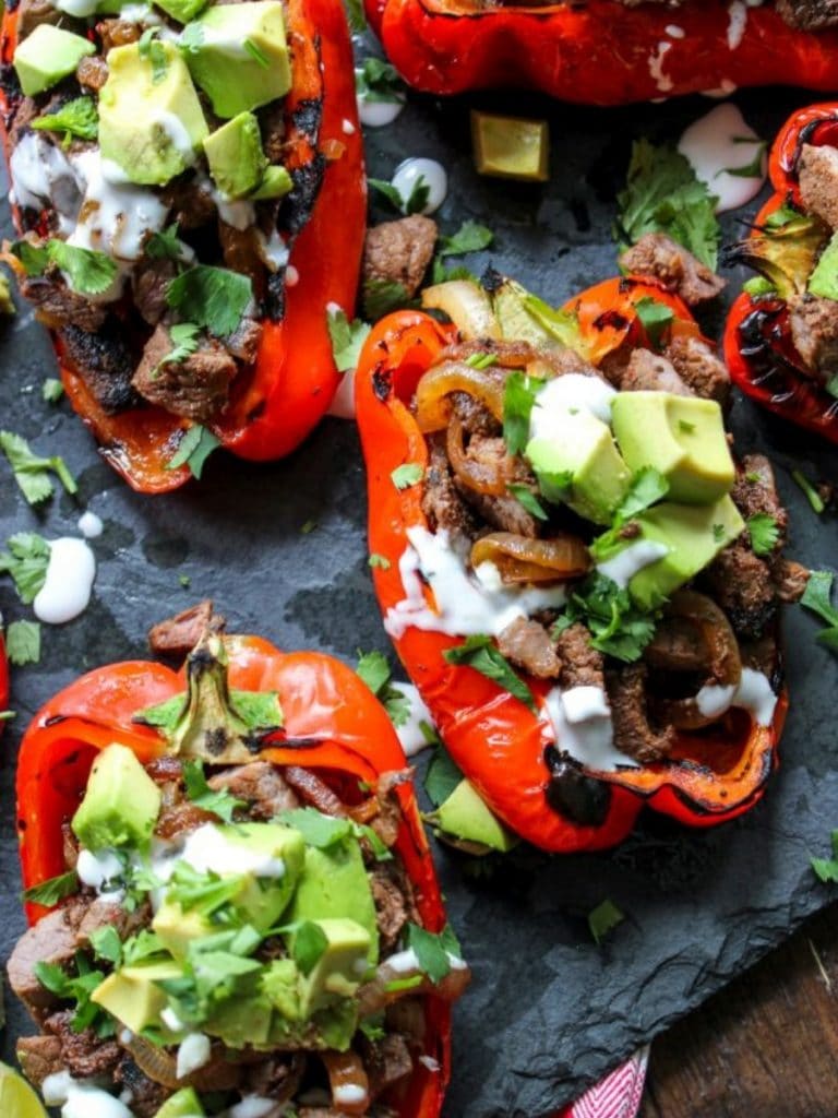 Carne Asada Fire Roasted Stuffed Peppers