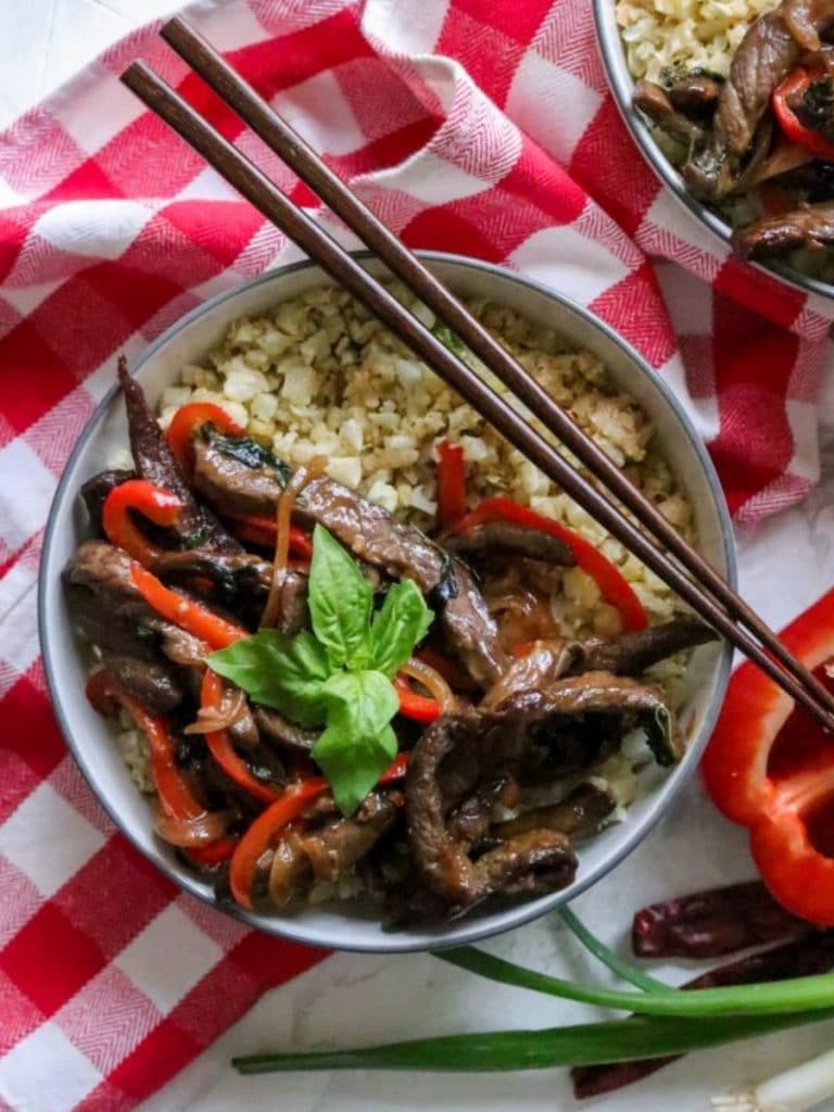 Keto Thai Basil Beef Bowls