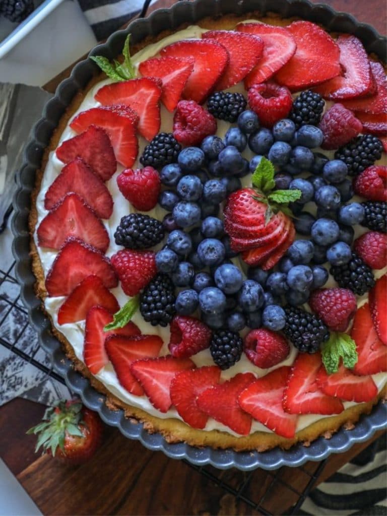 Keto Sugar Cookie Fruit Pizza