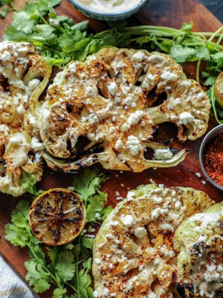 Grilled Elote Style Cauliflower Steaks