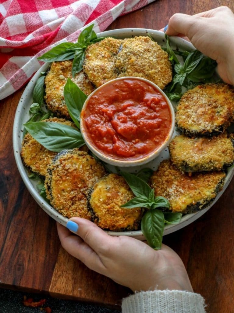 Crispy Keto Ricotta Stuffed Eggplant Rounds