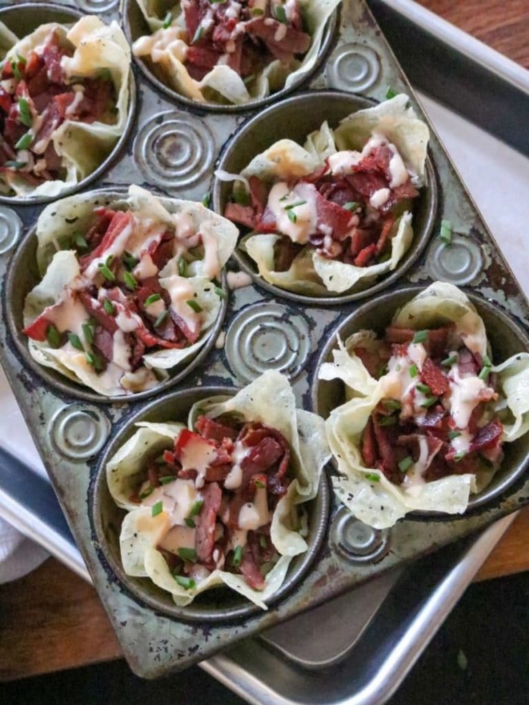 Reuben Swiss Cheese Cups