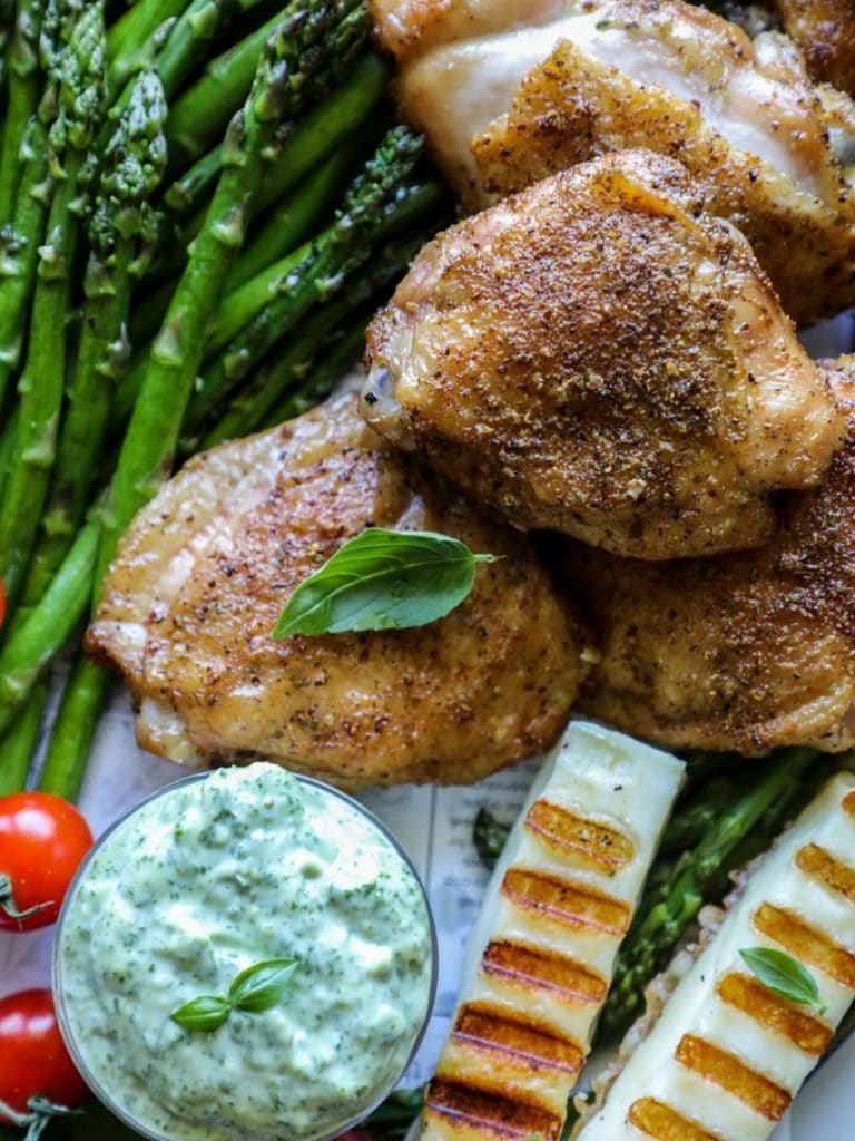 Smoked Chicken Thighs on a platter