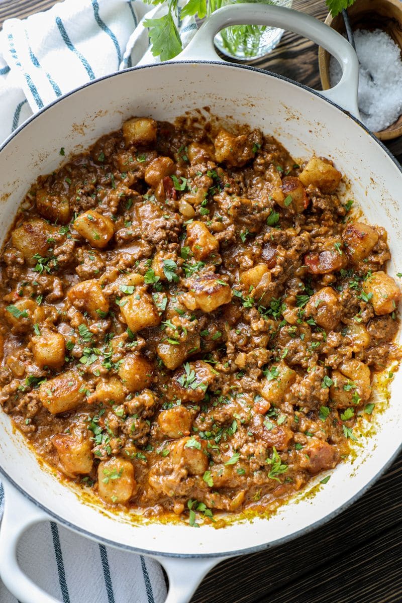 Bacon Cheeseburger Gnocchi Skillet (One-Pan Meal)