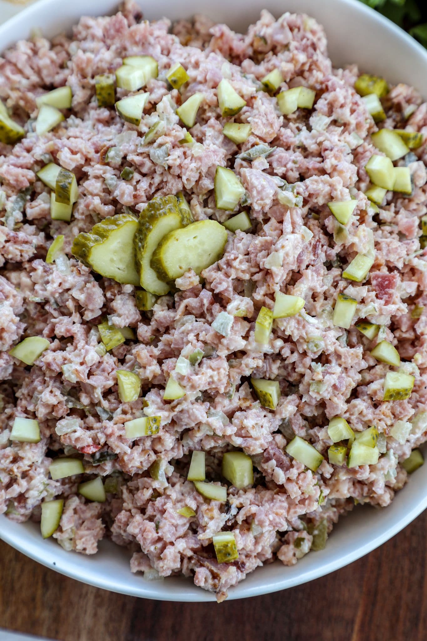 English garden salad with shredded ham…