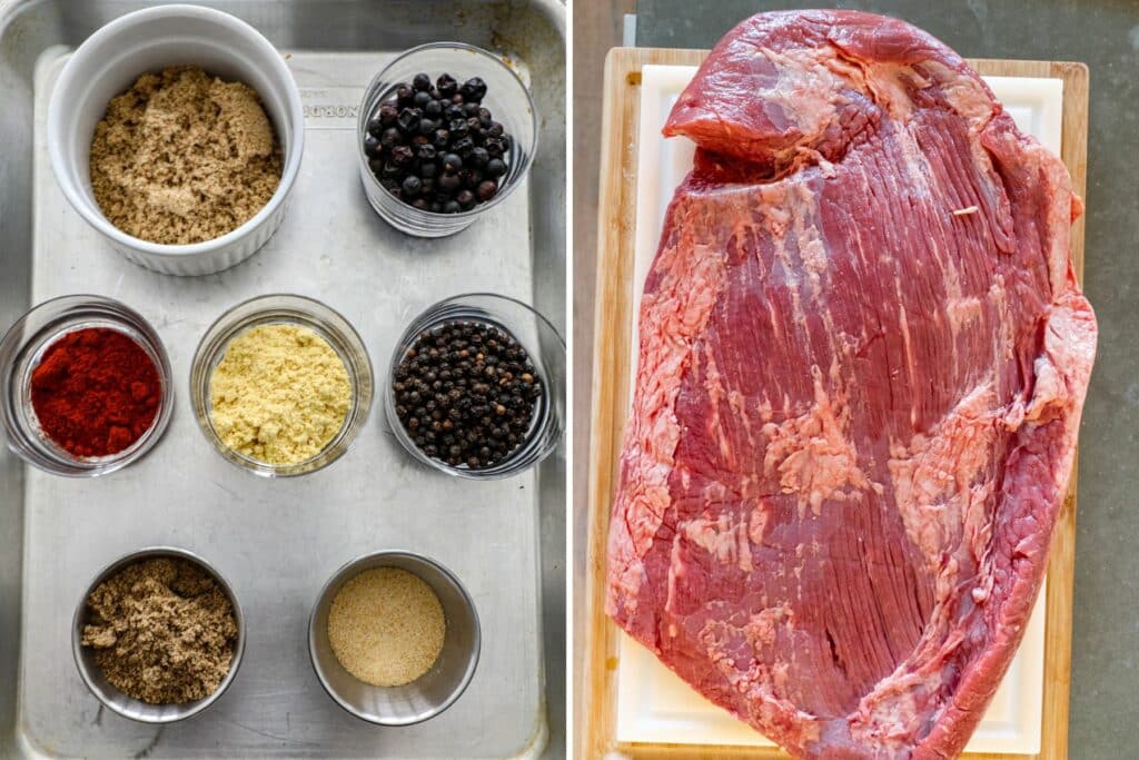 Ingredients for smoking a corned beef brisket