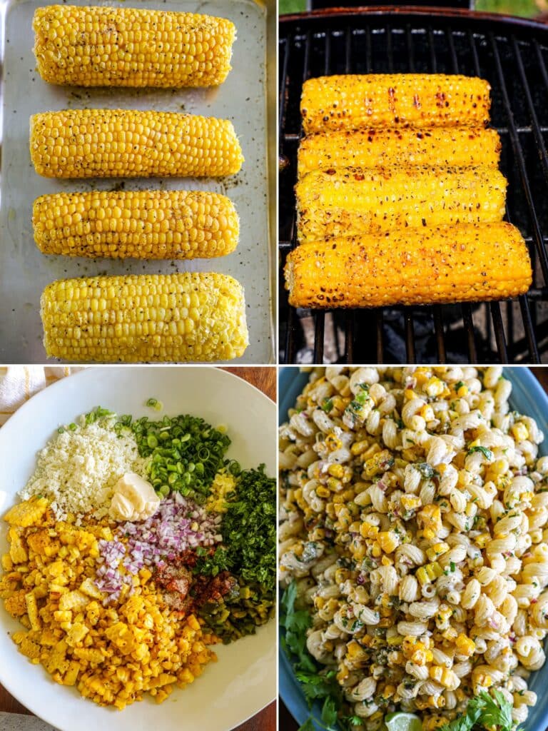 Grilling elote for Grilled Elote Pasta Salad Recipe