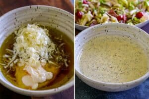 Making the grinder pasta salad dressing