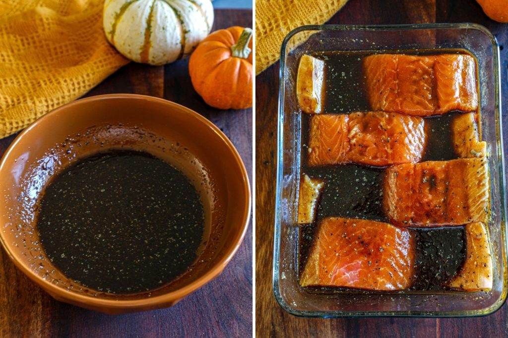 Preparing and marinating the salmon