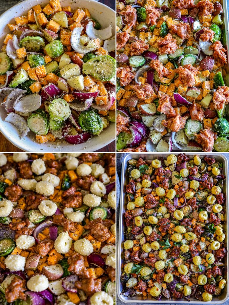 Preparing the Italian Sausage and Gnocchi Sheet Pan Dinner