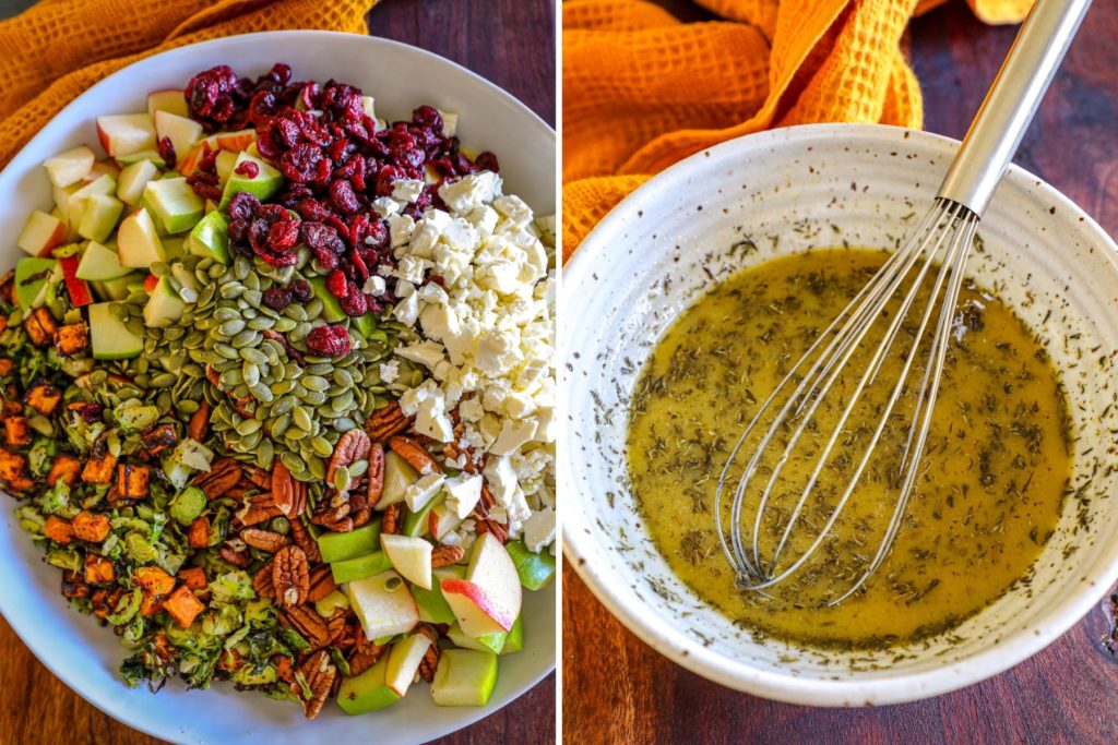 Preparing the fall harvest salad recipe