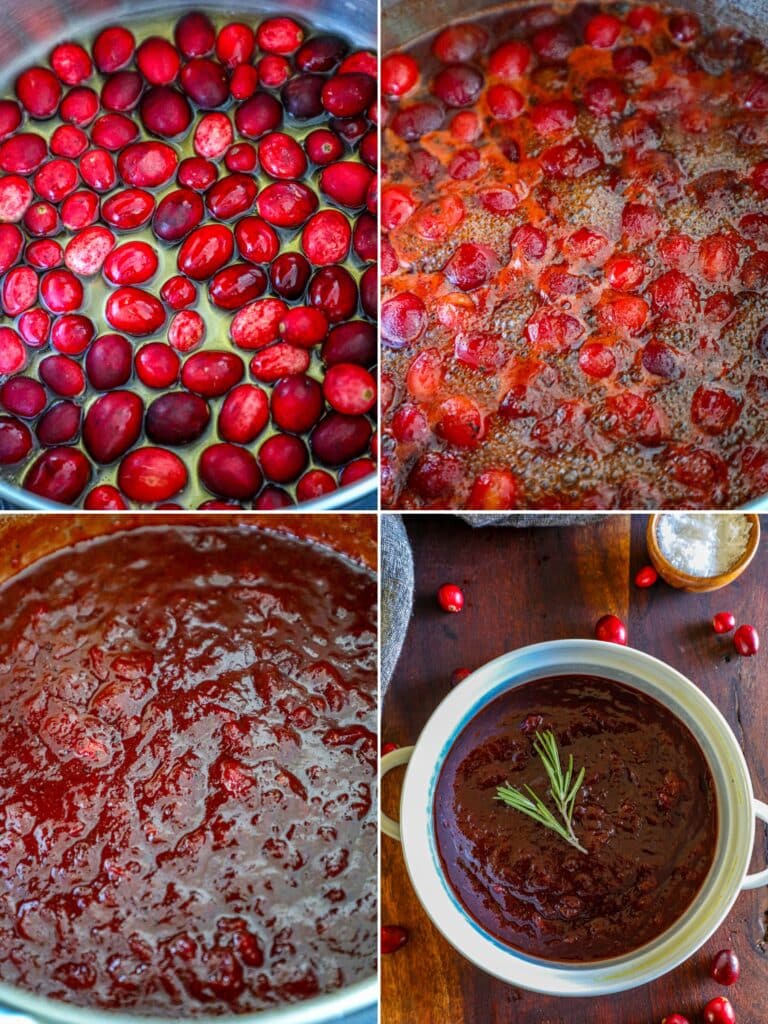 Making Cranberry BBQ Sauce in a pot