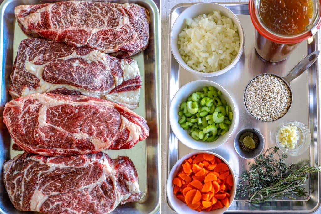 Ingredients for making Dutch Oven Beef Barley Soup Recipe